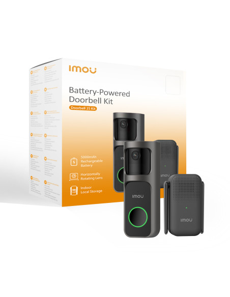 Imou Video Doorbell 2S Kit - mmagine QHD 2K | Batteria da 5000mAh166° D Visione grandangolare | 30° Orizzontale ruotabile | IR