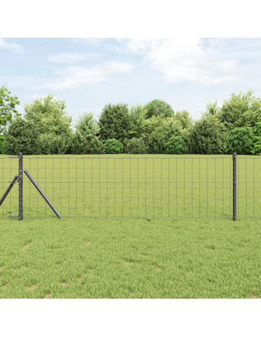 Recinzione con Posto Grigio 0,4 x 25 m Acciaio e PVC