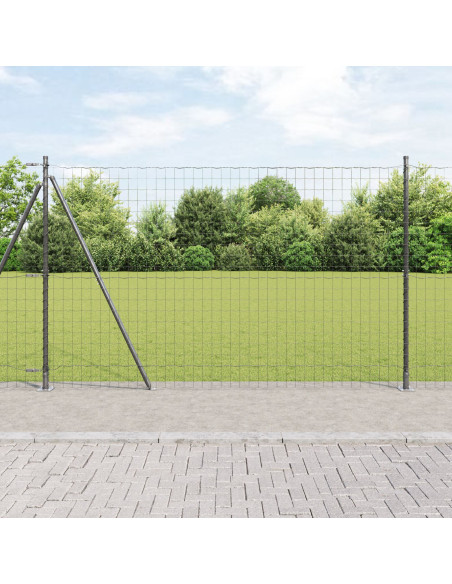 Recinzione Euro  con 7 Pali a Flangia 1.5x10 m in Acciaio Zincato