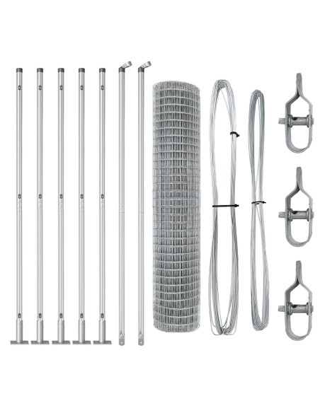 Recinzione Euro  con 7 Post Flangiati 1.6x10 m Acciaio Zincato