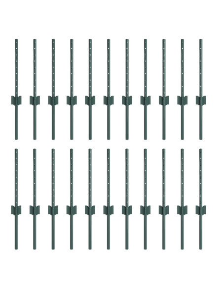 Posti della Recinzione 22 pcs Canale a U Verde 80 cm Acciaio