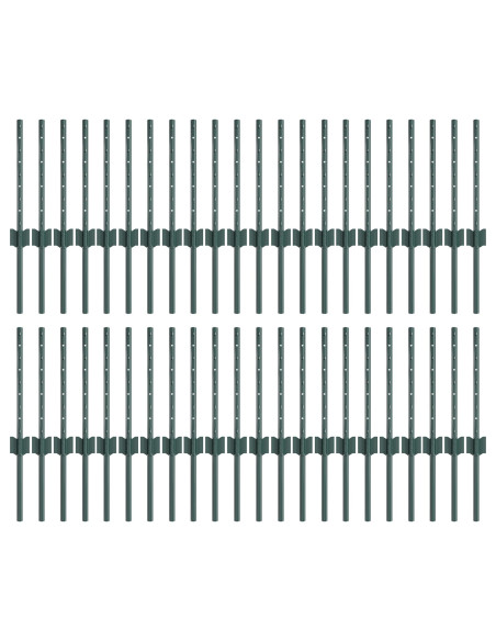 Pali di Recinzione  44 pcs U-Channel Verde 80 cm Acciaio