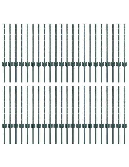 Posti per recinzioni  44 pcs U-Channel Verde 100 cm Acciaio