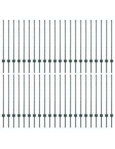 Palo della recinzione 44 pcs Verde 140 cm Acciaio