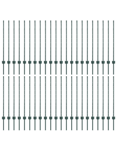 Palo della recinzione 44 pcs Verde 140 cm Acciaio