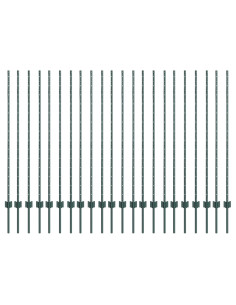 Palo della recinzione 22 pcs Verde 180 cm Acciaio