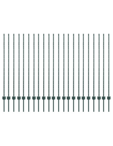 Palo della recinzione 22 pcs Verde 180 cm Acciaio