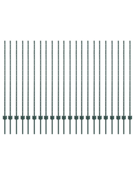 Palo della recinzione 22 pcs Verde 180 cm Acciaio