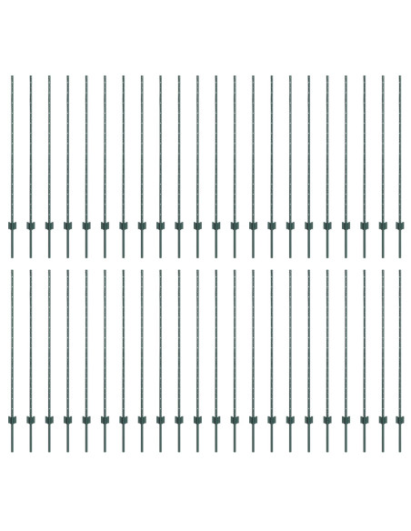 Pali per Recinzione 44 pz U-Channel Verde 180 cm Acciaio