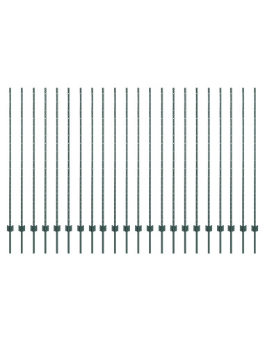 Palo della recinzione 22 pcs Verde 200 cm Acciaio