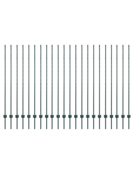 Palo della recinzione 22 pcs Verde 200 cm Acciaio