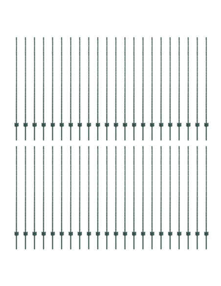 Pali per Recinzione  44 pcs U-Channel Verde 200 cm Acciaio