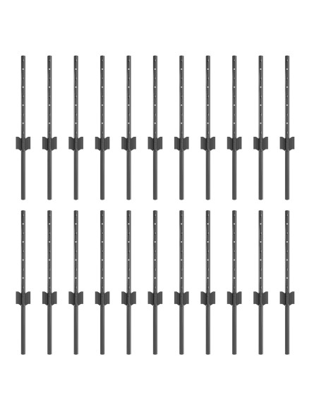 Pali per Recinzione  22 pcs U-Channel Grigio 80 cm Acciaio