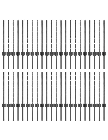 Pali per recinzione  44 pcs a U Grigio 100 cm Acciaio