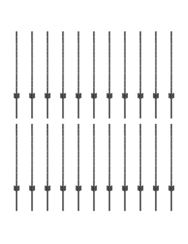 Palo della recinzione 22 pcs Grigio 120 cm Acciaio