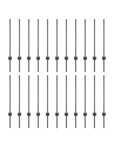 Palo della recinzione 22 pcs Grigio 120 cm Acciaio