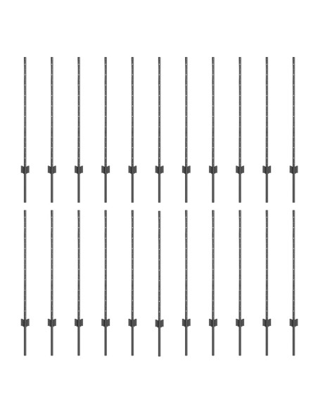 Palo della recinzione 22 pcs Grigio 140 cm Acciaio