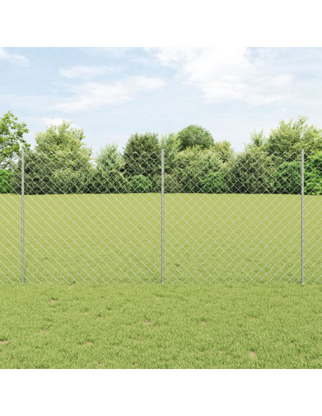 Recinzione a maglie metalliche  con 20 pali U Argento 1,2x10 m Acciaio