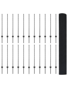 Recinzione con Posto Grigio 1 x 50 m Acciaio e PVC