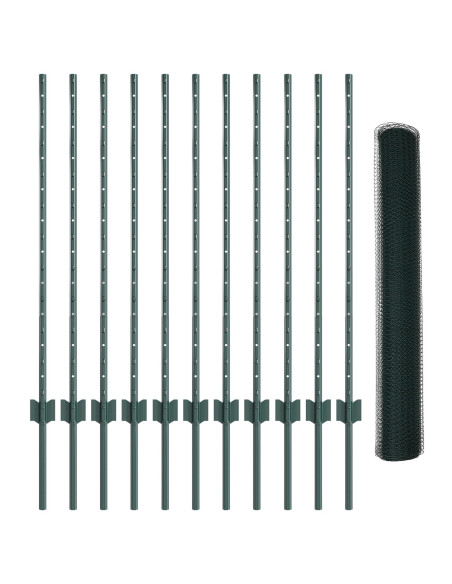 Set di Recinzione da Giardino  Set di 2 Verde Metallo, Plastica