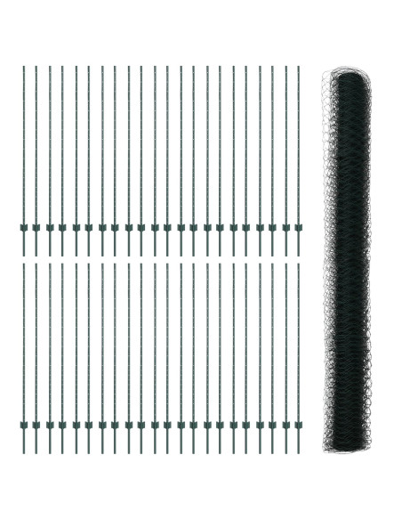 Posti per Recinzione  11 pcs U-Channel Verde 150 cm Acciaio, Recinzione Esagonale  Verde 1.5x100 m Acciaio