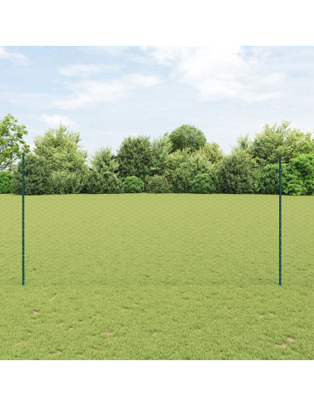Posti per Recinzione  11 pz U-Channel Verde 150 cm Acciaio, Recinzione Esagonale  Verde 1,5x100 m Acciaio