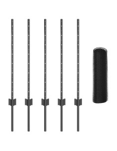 Recinzione con Posto Grigio 0,8 x 10 m Acciaio e PVC