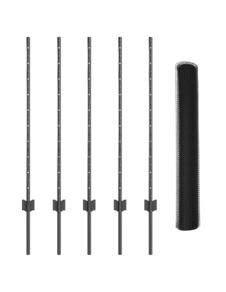 Pali per Recinzione 10 pz U-Channel Grigi 100 cm in Acciaio,  Recinzione Esagonale Grigia 1x10 m in Acciaio