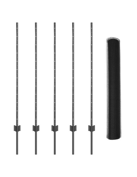 Pali di Recinzione  10 pz U-Channel Grigio 120 cm Acciaio, Recinzione Esagonale  Grigia 1.2x10 m Acciaio