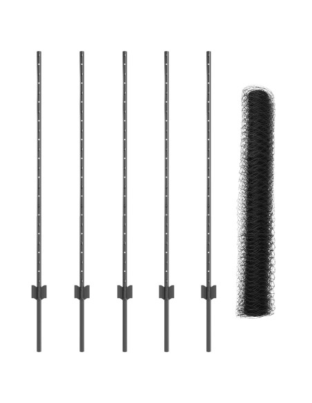Posti di Recinzione  10 pcs U-Channel Grigio 120 cm Acciaio, Recinzione Esagonale  Grigia 1,2x10 m Acciaio