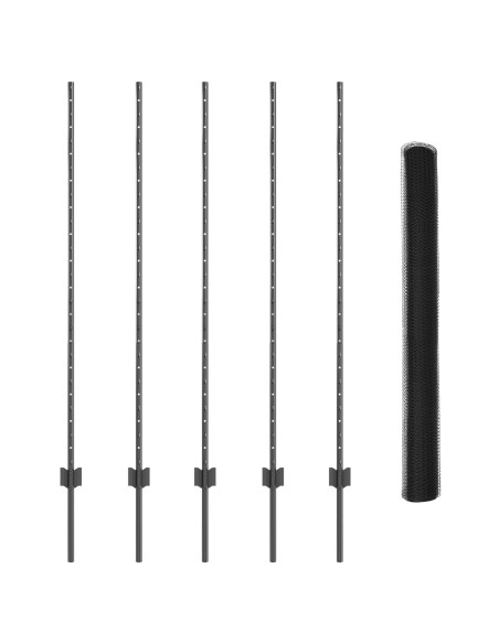 Post per Recinzione  10 pz U-Channel Grigio 140 cm Acciaio, Recinzione Esagonale  Grigia 1.4x10 m Acciaio