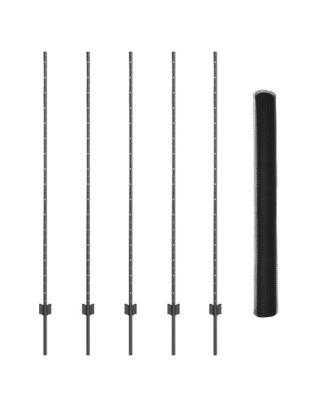 Pali da Recinzione  10 pz U-Channel Grigio 160 cm Acciaio, Recinzione Esagonale Grigia 1.6x10 m Acciaio