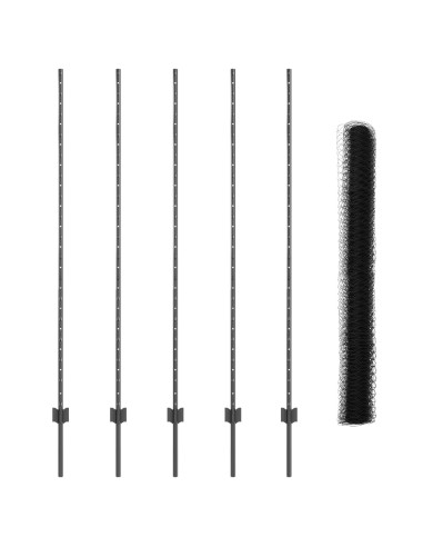 Recinzione con Posto Grigio 1,6 x 10 m Acciaio e PVC