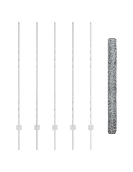 Pali di recinzione  10 pz U-Channel 140 cm Acciaio galvanizzato, Recinzione esagonale  1,4x10 m Acciaio galvanizzato