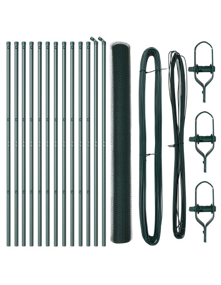 Set di Recinzione  Set di 2 Verde Acciaio, rivestimento in PVC