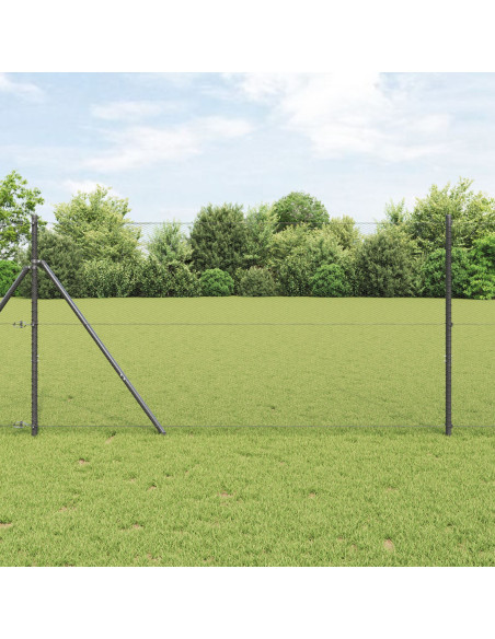 Recinzione Esagonale  Grigia 1,4x25 m in Acciaio, Pali per Recinzione  13 pz Grigi Ø32 mm 190 cm in Acciaio Zincato