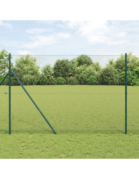 Recinzione Esagonale  Grigia 1,6x50 m Acciaio, Pali per Recinzione  13 pz Verde Ø32 mm 210 cm Acciaio Zincato