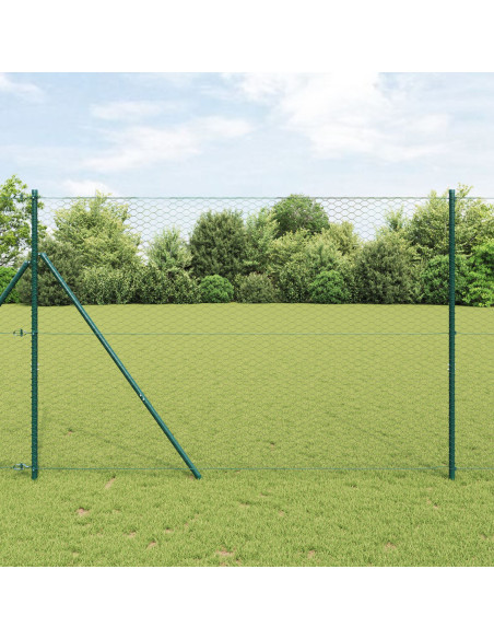 Recinzione Esagonale  Grigio 1.6x50 m Acciaio, Pali per recinzione  13 pz Verde Ø32 mm 210 cm Acciaio Galvanizzato