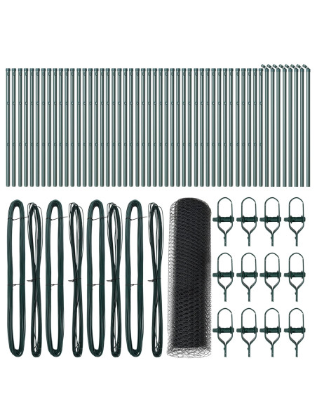 Recinzione Esagonale  Grigia 0.8x100 m Acciaio, Pali per Recinzione  13 pz Verde Ø32 mm 120 cm Acciaio Galvanizzato