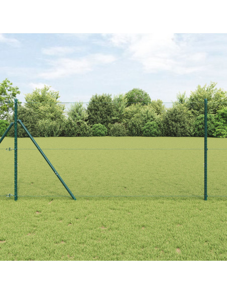 Recinzione Esagonale  Grigia 1,2x100 m in Acciaio, Pali per Recinzione  13 pz Verde Ø32 mm 170 cm Acciaio Galvanizzato