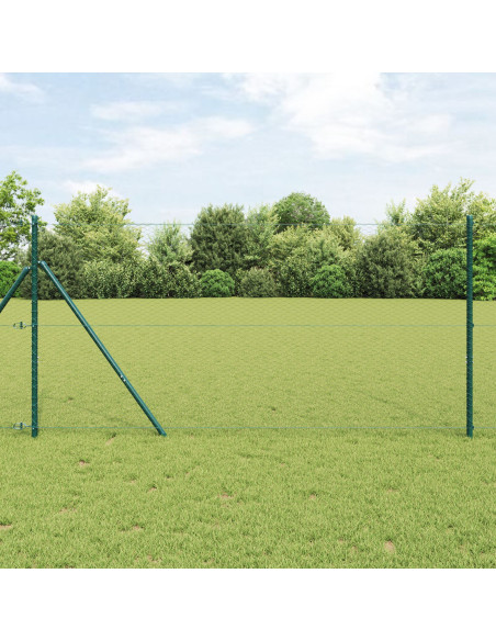 Recinzione Esagonale  Grigia 1.2x100 m Acciaio, Pali per Recinzione  13 pz Verdi Ø32 mm 170 cm Acciaio Zincato