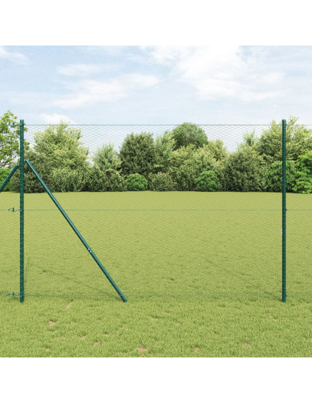 Recinzione Esagonale  Grigia 1.5x100 m in Acciaio, Pali per Recinzione  13 pz Verde Ø32 mm 200 cm in Acciaio Zincato