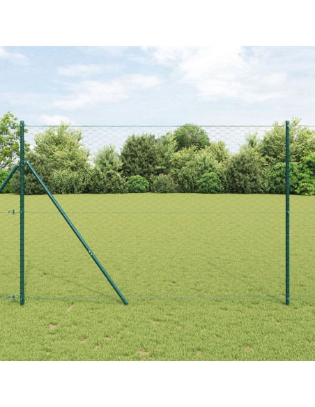 Recinzione Esagonale  Grigia 1.5x100 m Acciaio, Pali per Recinzione  13 pz Verde Ø32 mm 200 cm Acciaio Zincato
