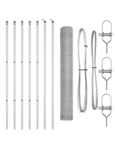 Recinzione a Esagono  1,2x10 m Acciaio Zincato, Pali di Recinzione  7 pcs Ø32 mm 170 cm Acciaio Zincato