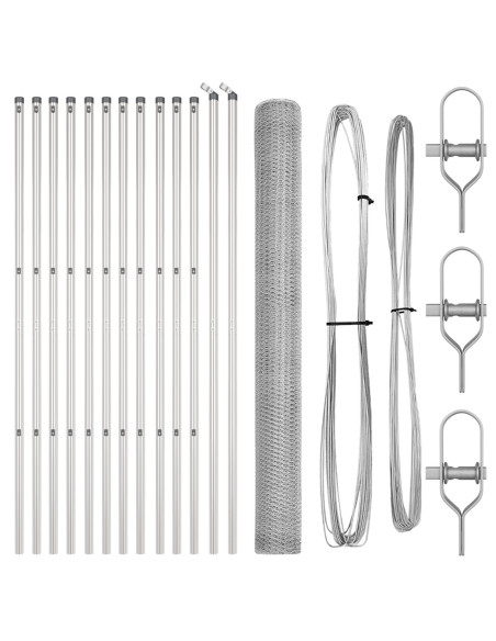 Recinzione esagonale  1,6x25 m in acciaio zincato, Pali di recinzione  13 pz Ø32 mm 210 cm in acciaio zincato