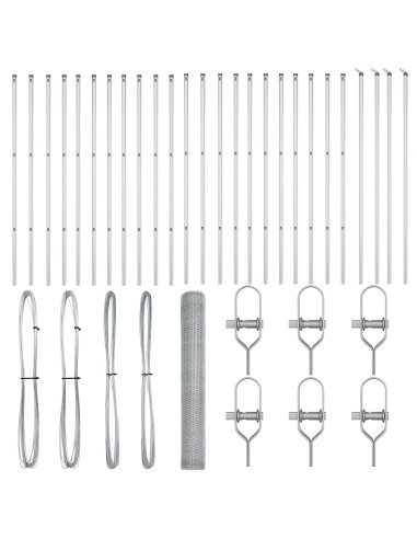 Palo della recinzione Argento 50 x 1,2 m (25 mm rete) Acciaio
