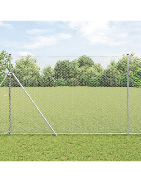 Recinzione esagonale  1,5x50 m in Acciaio Zincato, Pali di Recinzione  13 pz Ø32 mm 200 cm in Acciaio Zincato