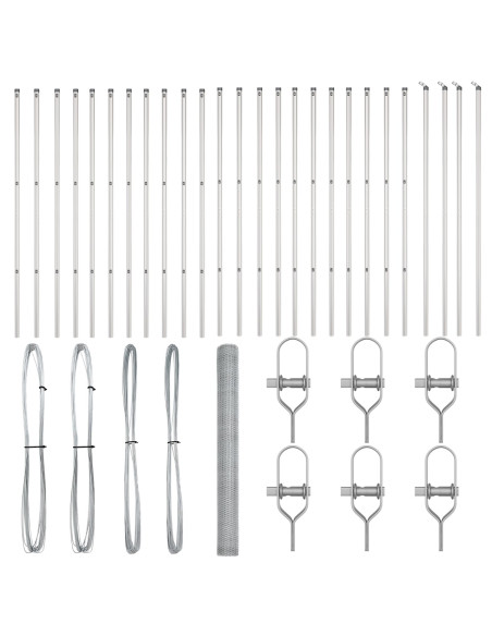 Recinzione Esagonale  1.6x50 m Acciaio Zincato, Pali da Recinzione  13 pcs Ø32 mm 210 cm Acciaio Zincato