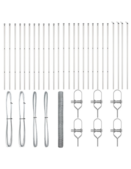 Recinzione esagonale  1.6x50 m Acciaio zincato, Pali per recinzione  13 pz Ø32 mm 210 cm Acciaio zincato