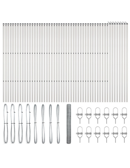 Recinzione Esagonale  1.4x100 m Acciaio Zincato, Pali per Recinzione  13 pcs Ø32 mm 190 cm Acciaio Zincato